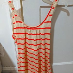 Small, orange/red striped sleeveless top.